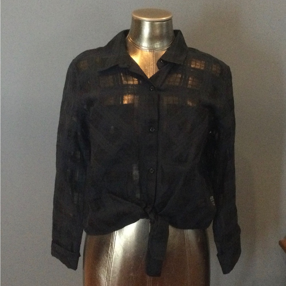 Rails Black Tie Front Crop Top